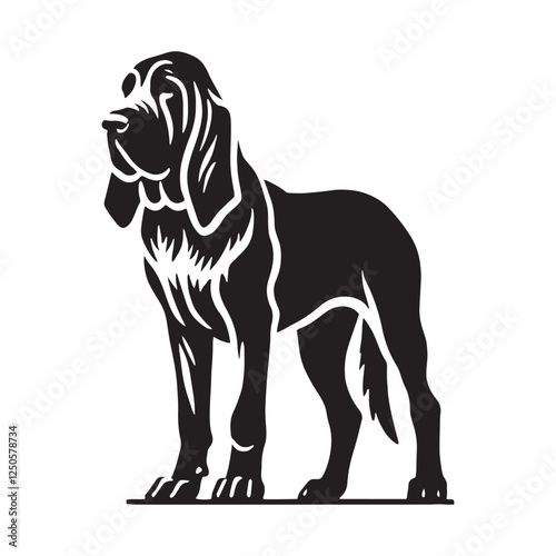 Iconic Bloodhound silhouette featuring a noble posture - Bloodhound illustration - minimal Bloodhound vector - dog silhouette
