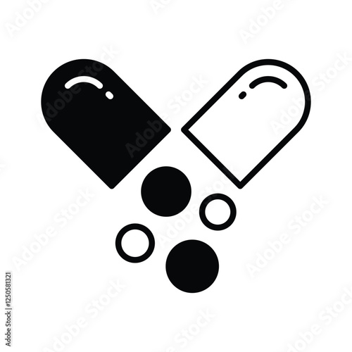 Trendy vector of capsules, antibiotic capsules, icon of medical drugs