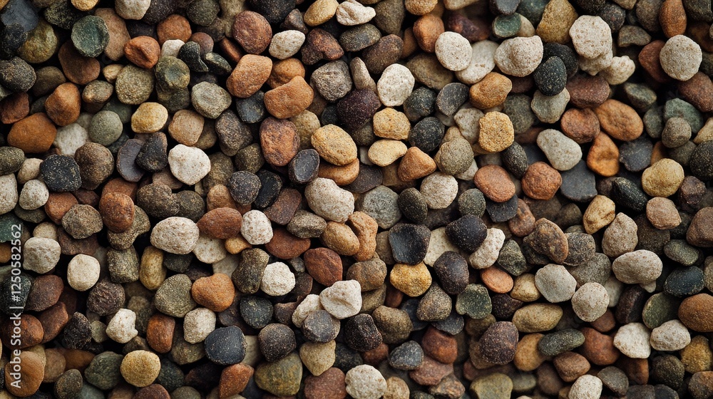 Close-up shot of various-sized pebbles in diverse earth tones. Ideal for backgrounds, textures, or nature-themed designs. Close-up shot of various-sized pebbles in diverse earth tones. Ideal for backgrounds, textures, or nature-themed designs.