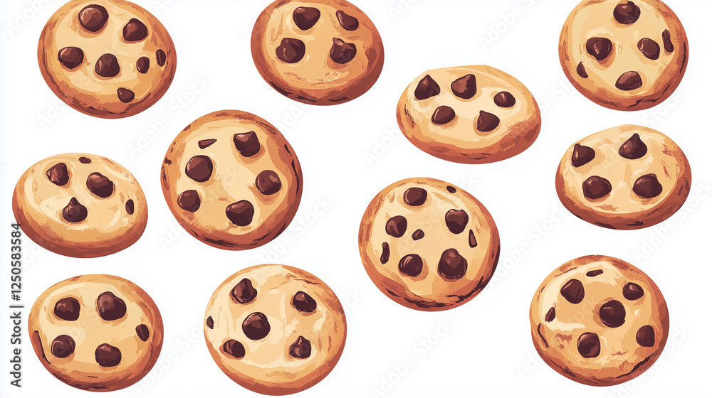 Chocolate chip cookies isolated on white background Chocolate chip cookies isolated on white background
