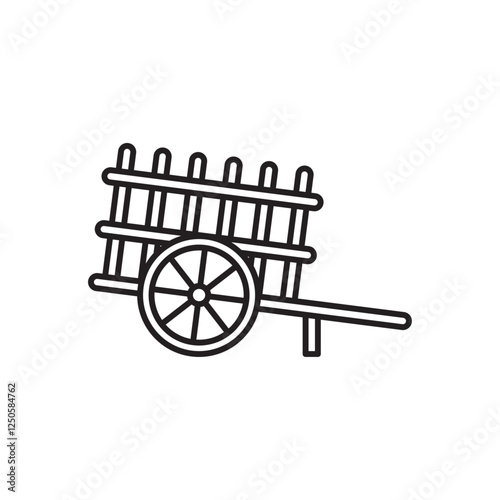 Bullock cart icon with two wheeled for traditional transport