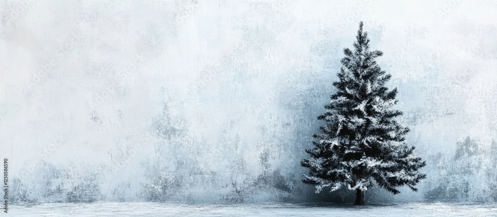 Fototapeta premium Minimalist Abstract Christmas Tree on Textured Background with Blank Space for Holiday Text and Simple Festive Design Elements