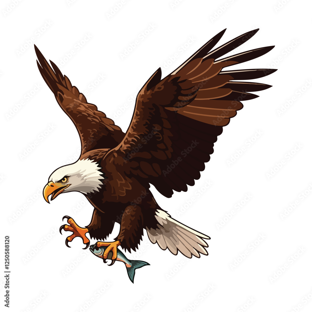 Obraz premium Cute Eagle Bird Cartoon Vector Icon Illustration. Animal Nature Icon Concept Isolated Premium Vector