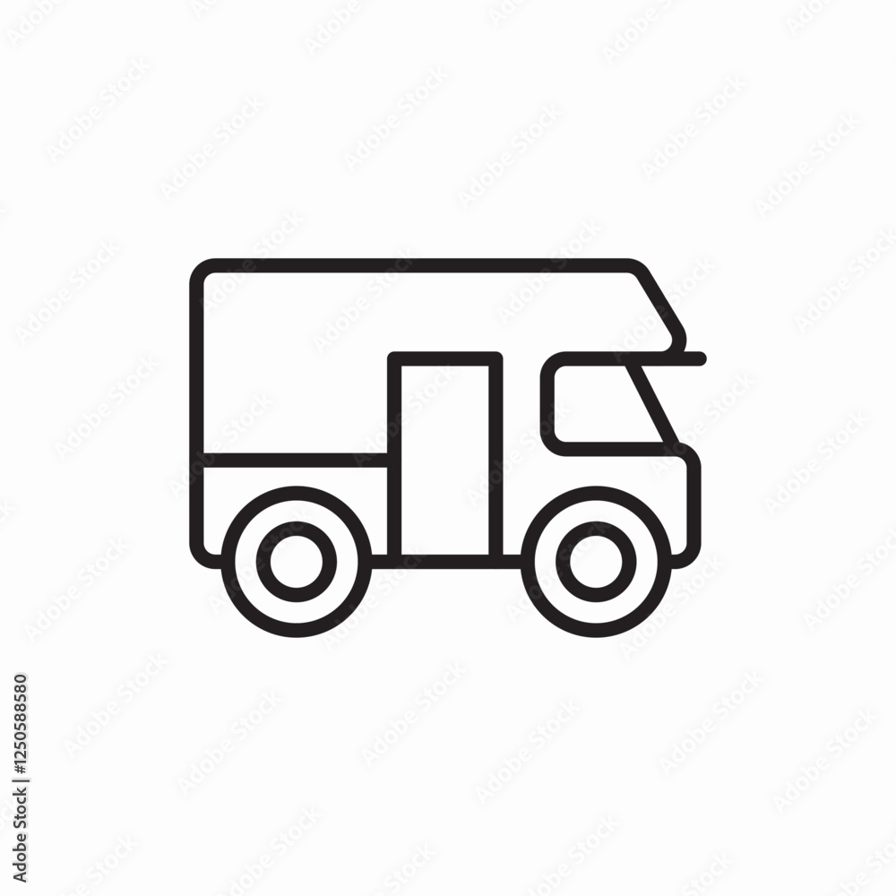 Family camping van icon vector sign Family camping van icon vector sign