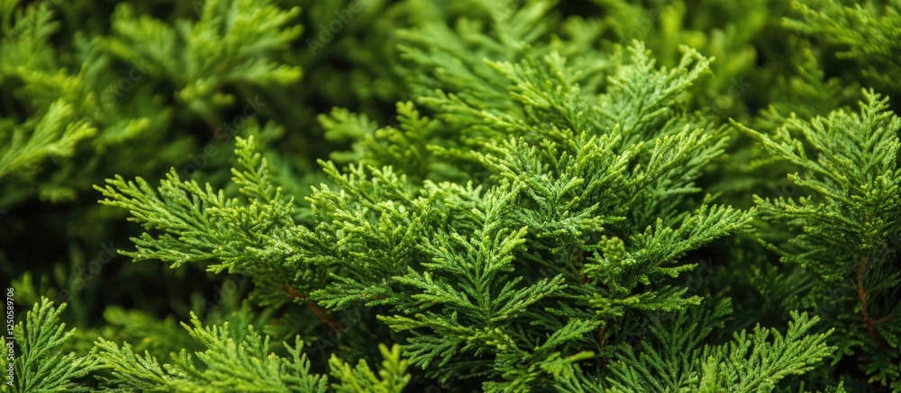Lush green thuja branches creating a vibrant natural backdrop for design and botanical themes Lush green thuja branches creating a vibrant natural backdrop for design and botanical themes