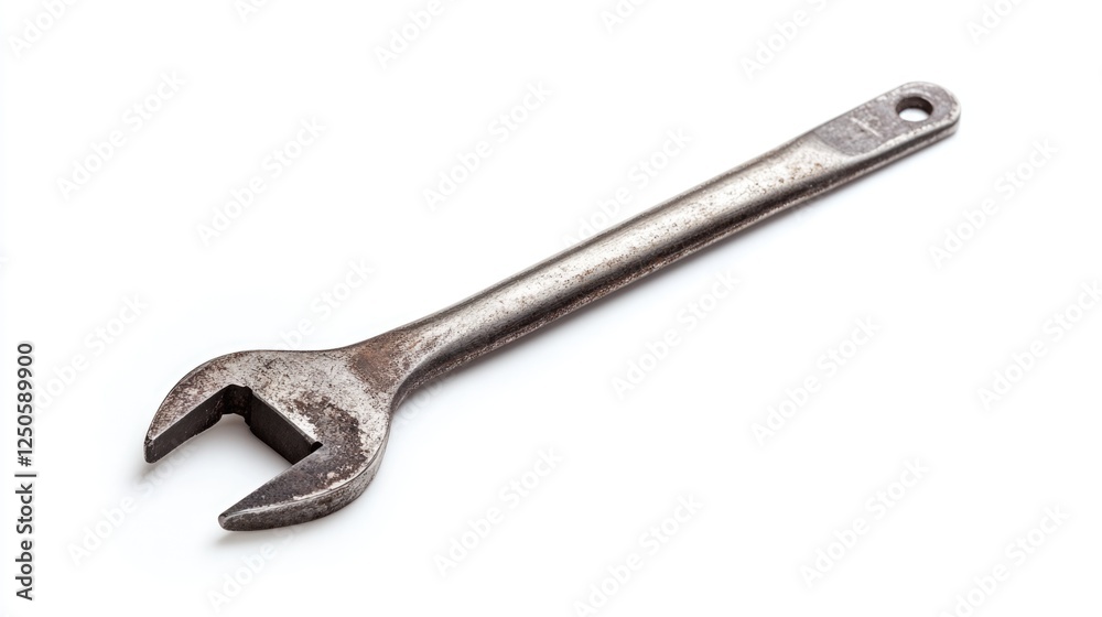 Metal Wrench on White Background Ideal for Tools and Equipment Sales Metal Wrench on White Background Ideal for Tools and Equipment Sales