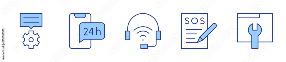 hours, maintenance, support, technical support. Support Icon vector illustration. Line Duotone style. Editable stroke hours, maintenance, support, technical support. Support Icon vector illustration. Line Duotone style. Editable stroke