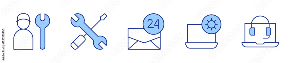 specialist, settings, service, mail, laptop. Support Icon vector illustration. Line Duotone style. Editable stroke specialist, settings, service, mail, laptop. Support Icon vector illustration. Line Duotone style. Editable stroke