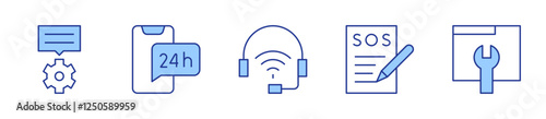 hours, maintenance, support, technical support. Support Icon vector illustration. Line Duotone style. Editable stroke