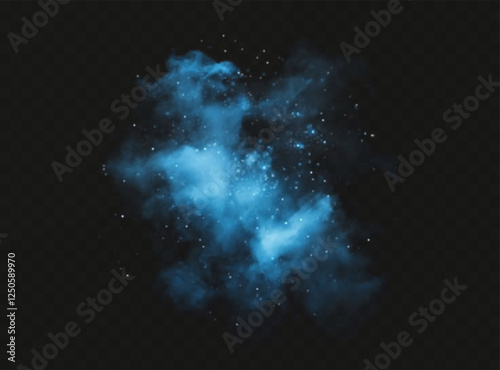blue sparkling fairy dust effect with glowing particles, stardust trails, and magical mist. Perfect for Xmas, galaxy themes, overlays, fantasy backgrounds, neon explosions, and enchanting vector desig