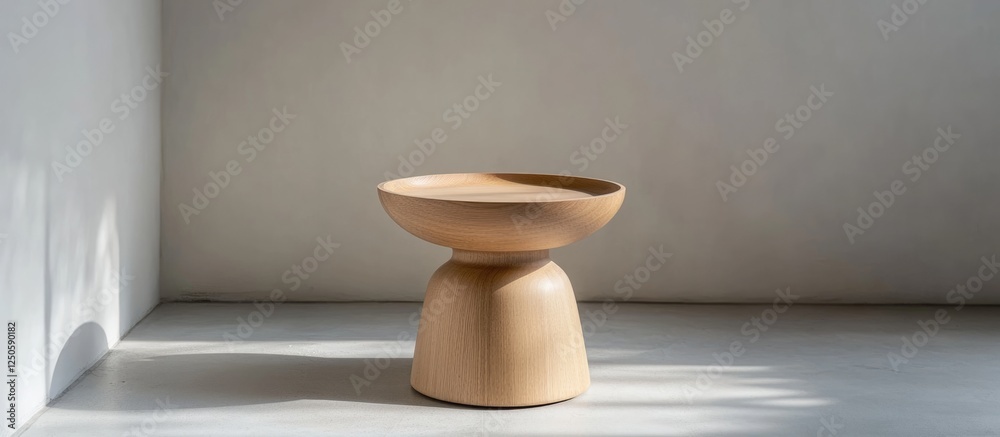 Stylish Minimalist End Table in Light Brown Wood for Cozy Living Room or Bedroom Design with Neutral Shades and Text Space Stylish Minimalist End Table in Light Brown Wood for Cozy Living Room or Bedroom Design with Neutral Shades and Text Space