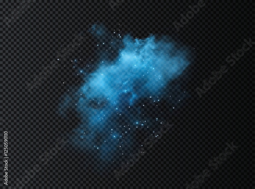 blue sparkling fairy dust effect with glowing particles, stardust trails, and magical mist. Perfect for Xmas, galaxy themes, overlays, fantasy backgrounds, neon explosions, and enchanting vector desig