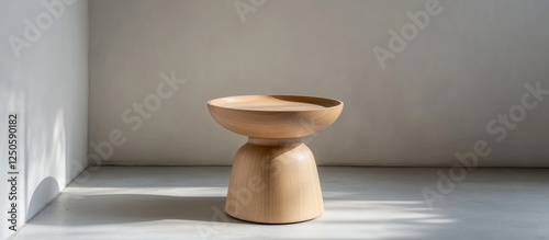 Stylish Minimalist End Table in Light Brown Wood for Cozy Living Room or Bedroom Design with Neutral Shades and Text Space