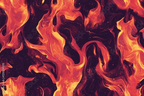 A vibrant seamless pattern featuring intense flames, highlighting the raw energy and fierce beauty of fire for backgrounds or design projects photo
