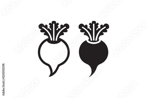 Beetroot black color vector silhouette illustration isolated in white background