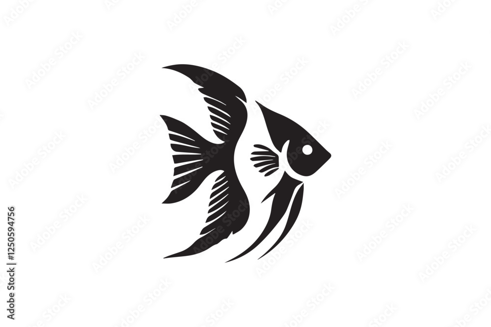 Obraz premium Angel Fish black color vector silhouette illustration isolated in white background