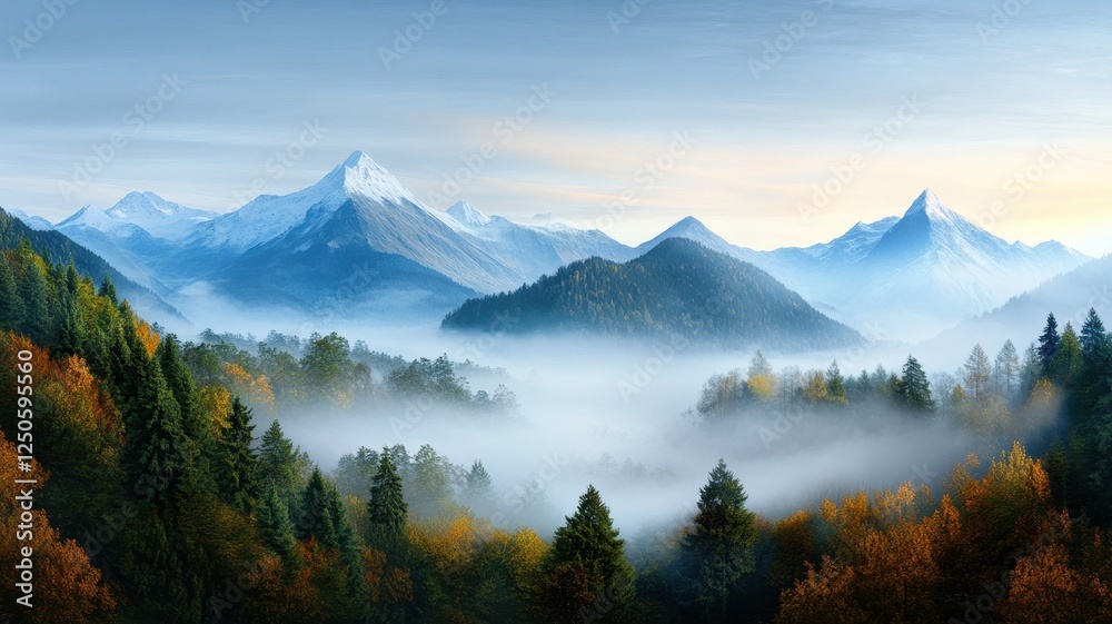 Misty autumn morning showcasing vibrant foliage and serene landscapes in soft, ethereal light. Misty autumn morning showcasing vibrant foliage and serene landscapes in soft, ethereal light.