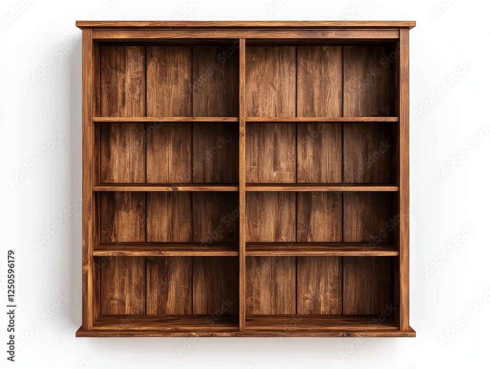 Empty Wooden Wall Mounted Bookcase
