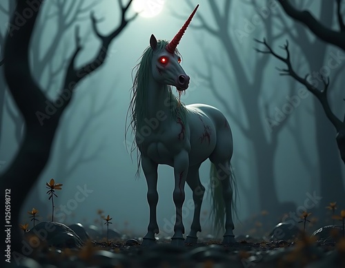 A Wounded Unicorn in a Dark Forest photo