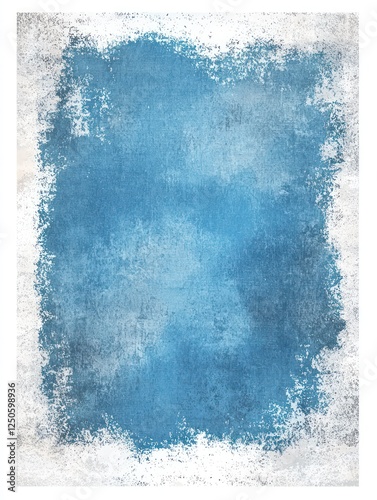 Muted sky blue edges merging into soft grey and white in a halftone gradient, with grainy texture. A bold sky blue border surrounds the blank center for emphasis.