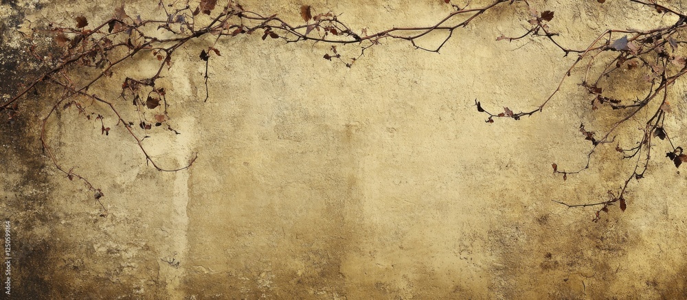 Obraz premium Vintage textured background with old bricks and creeping vines for artistic or architectural design concepts