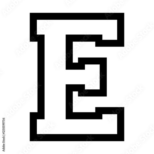 Initial letter E in college varsity font svg cut file. Isolated vector illustration.