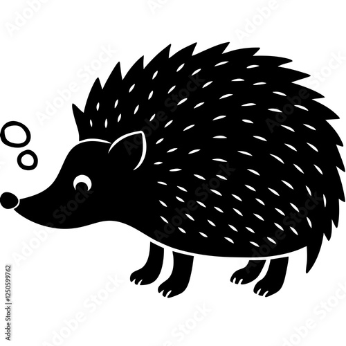 Hedgehog sniffing the air silhouette vector illustration 