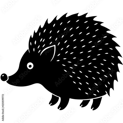 Hedgehog sniffing the air silhouette vector illustration 