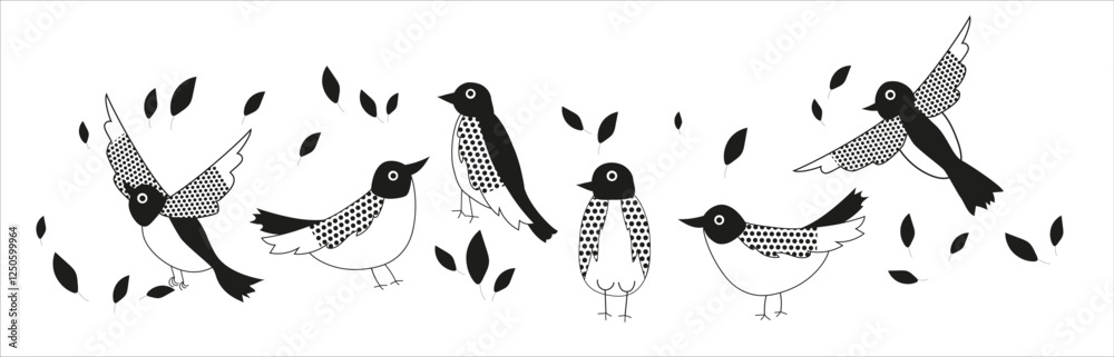 Obraz premium pattern with black and white birds
