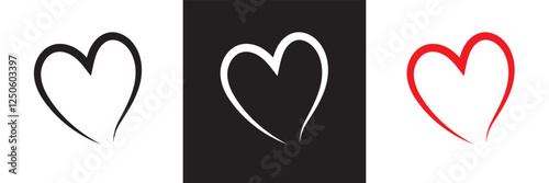 Hearts icon in hand drawn style. Love doodle sign business concept. isolated on white and black background. vector illustration. EPS 10