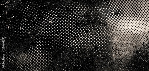 Sandy noise textures add a raw edge to grunge-inspired dotted halftone overlays.