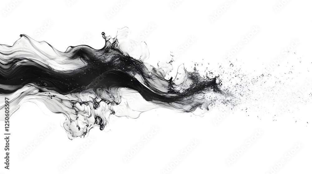 Mesmerizing abstract fluid motion with ethereal swirls and splashes of black ink creating a captivating and visually striking design Evoking a sense of energy power Mesmerizing abstract fluid motion with ethereal swirls and splashes of black ink creating a captivating and visually striking design Evoking a sense of energy power