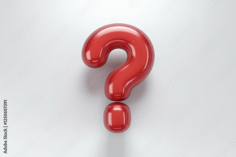 A glossy, red question mark symbol, 3D rendered, isolated on a white background. A glossy, red question mark symbol, 3D rendered, isolated on a white background.