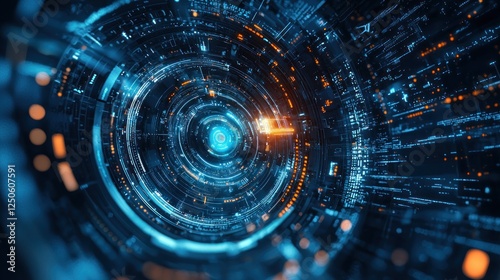 Abstract Circular Technology Background with Data Flow