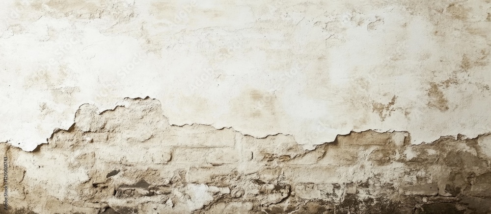 Obraz premium Textured vintage white brick wall with peeling plaster and rustic charm suitable for background or architectural design elements.