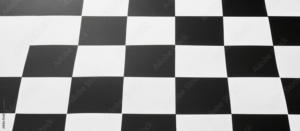 Fototapeta premium Checkerboard pattern of black and white squares isolated on white background suitable for graphic design and game-related projects