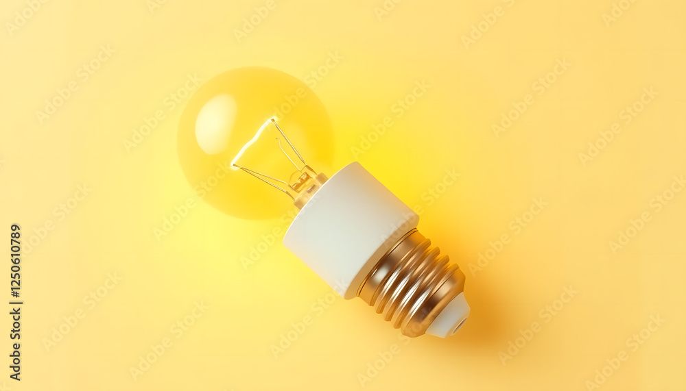 Minimalist Yellow Light Bulbs on Bright Background Minimalist Yellow Light Bulbs on Bright Background