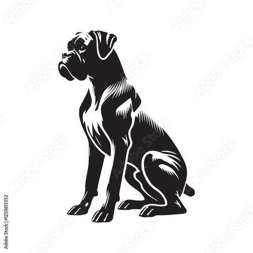 Artistic Boxer Dog silhouette emphasizing a strong and poised stance - Boxer Dog illustration - minimal Boxer Dog vector