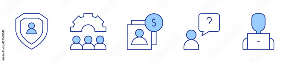 user, question, gear, developer, customer. User Icon vector illustration. Line Duotone style. Editable stroke user, question, gear, developer, customer. User Icon vector illustration. Line Duotone style. Editable stroke