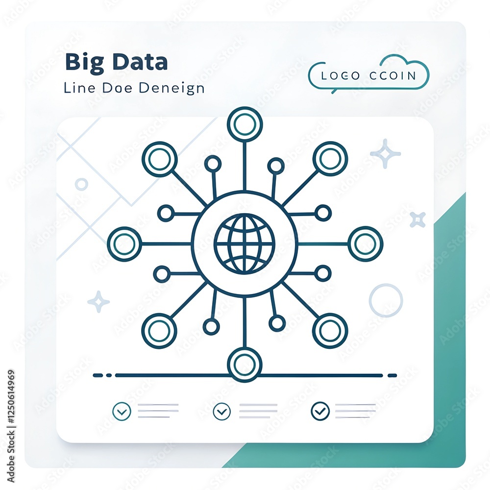 Big Data Line Icon in a Style Web Banner with Editable Stroke Big Data Line Icon in a Style Web Banner with Editable Stroke