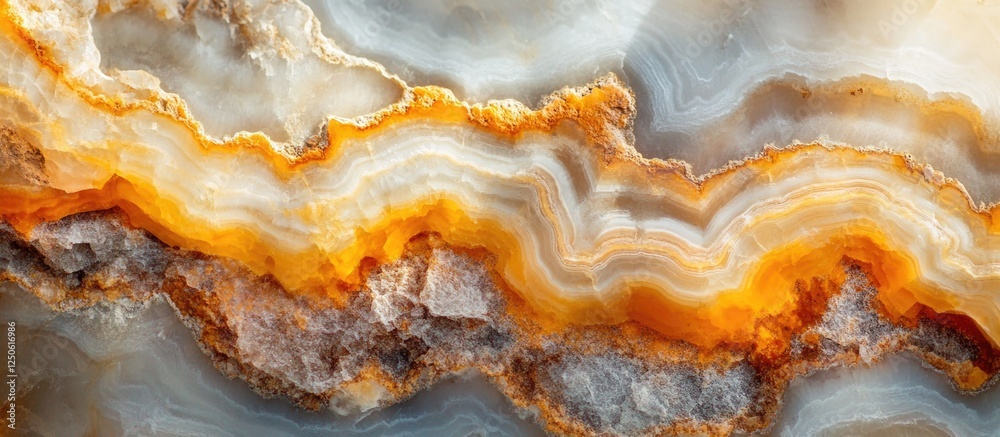 Abstract close-up of colorful layered agate stone showcasing intricate patterns and rich hues of orange, beige, and white textures. Abstract close-up of colorful layered agate stone showcasing intricate patterns and rich hues of orange, beige, and white textures.