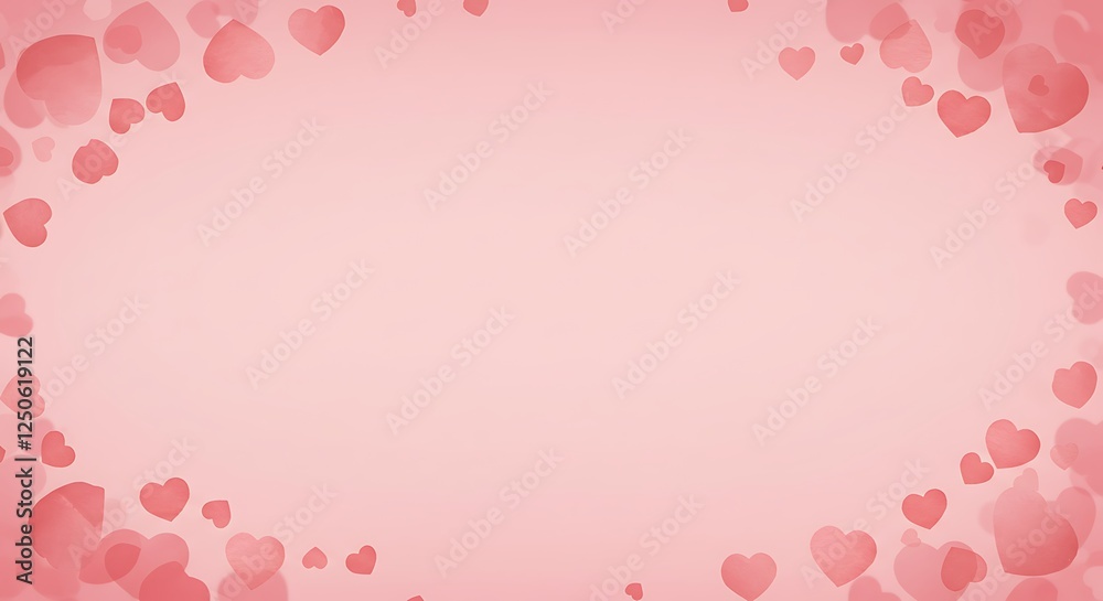 Lovely Pink Hearts Border on Soft Gradient Background for Valentine's Day Lovely Pink Hearts Border on Soft Gradient Background for Valentine's Day