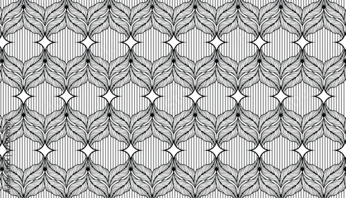 Seamless pattern with leaves. Black and white vector background