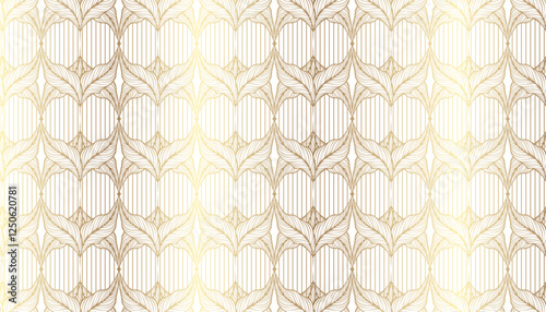 Seamless pattern with gold leaves on white background