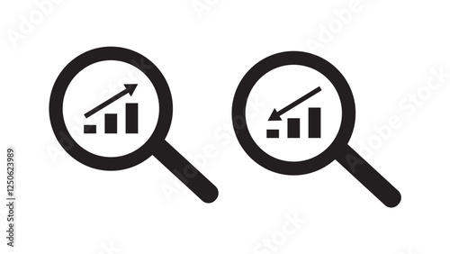 search icon. graph going up and down. 