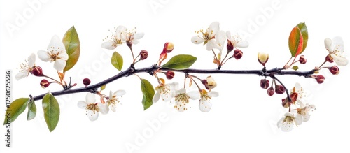Wallpaper Mural Pressed and dried branch of a fruit tree with delicate white flowers and green leaves on a white background for decorative purposes Torontodigital.ca