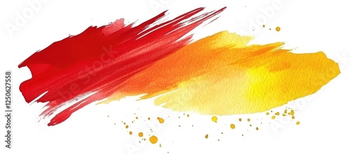 Vibrant red and yellow watercolor paint texture for artistic background design and creative projects. photo