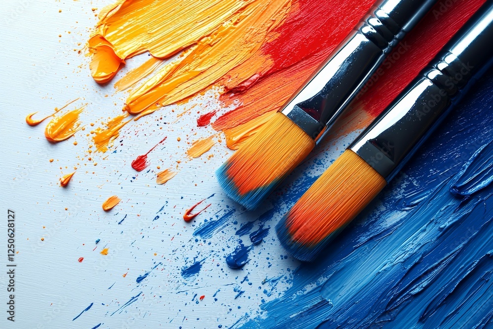Obraz premium brushes with paint smudges