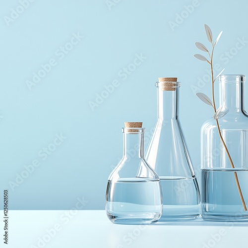 Wallpaper Mural Glass Minimalism in Scientific Aesthetics Cork-Sealed Laboratory Glassware with Organic Touch - Modern Chemistry Content for Health Industry Innovation and Analytical Design Applications Torontodigital.ca