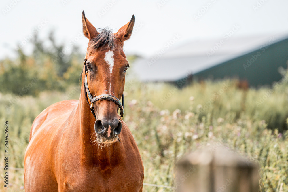 Fototapeta premium horse equine natural habitat behaviour pony animal farm paddock paradise 
